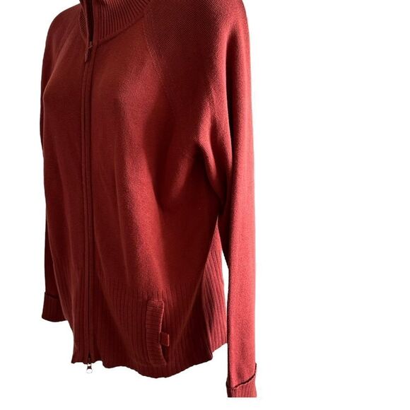 Covington ~Women’s Rust Color Zipped Sweater Jacket ~ Made in Japan ~ size L - Picture 2 of 12